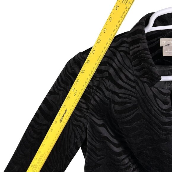 Chicos Women 4/6 Black Velvet Animal Burnout Blazer Long Jacket Witchy Fairygoth - Picture 12 of 16